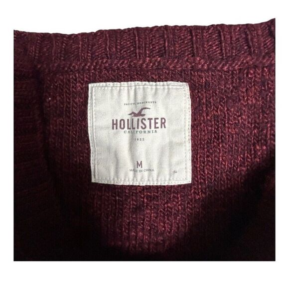 Hollister M Maroon Wool Blend Sweater Cropped Knit Boat Neck Short Sleeve Top - Picture 10 of 12